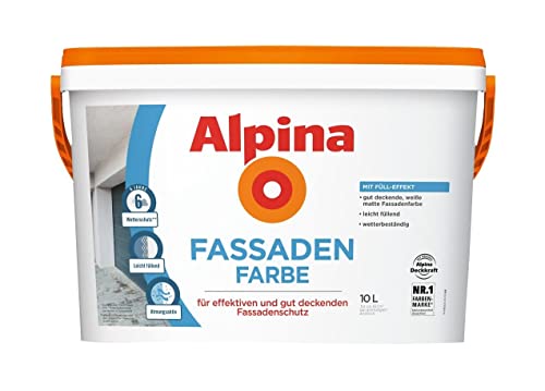 Alpina 10 L Fassaden Farbe weiße matte Fassadenfarbe mit Fülleffekt Wetterschutz von Alpina Farben GmbH