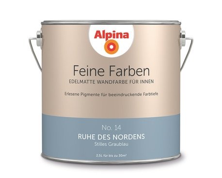 Alpina 2,5 L. Feine Farben, Edelmatte Wandfarbe für Innen, No.14 RUHE DES NORDENS - Stilles Graublau von Alpina