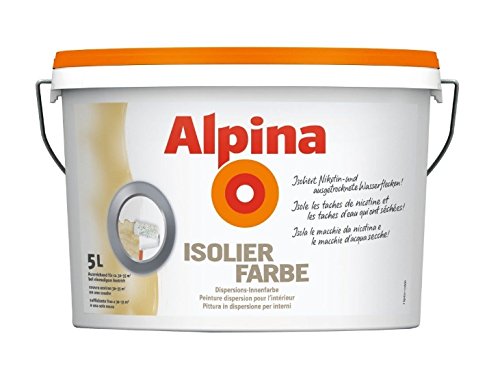 Alpina 5 Liter Isolierfarbe Ruß- & Nikotin, isoliert Nikotin, Ruß und Wasserflecken Weiß Matt von Alpina