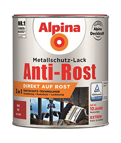 Alpina Metallschutzlack Anti-Rost Rot 750ml matt von Alpina