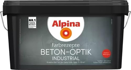 Alpina Farbrezepte Beton-Optik Industrial, Struktur-Farbe für cooles Beton-Design, Hellgrau oder Grau (Grau) von Alpina Farben GmbH