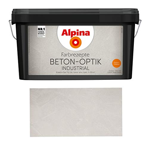 Alpina Farbrezepte Beton-Optik Industrial, Struktur-Farbe für cooles Beton-Design, Hellgrau von Alpina Farben GmbH