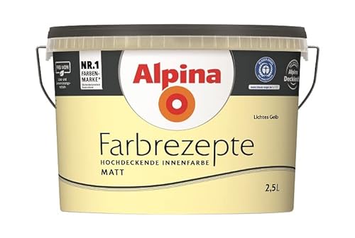 Alpina Farbrezepte Innenfarbe Wandfarbe matt, 2,5 L Lichtes Gelb, Hellgelb von Alpina Farben GmbH