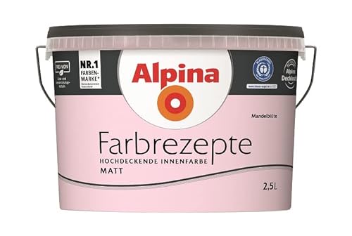 Alpina Farbrezepte Innenfarbe Wandfarbe matt, 2,5 L Mandelblüte, Rosa von Alpina Farben GmbH