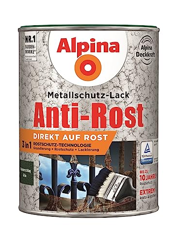 Alpina Metallschutzlack Anti-Rost Hammerschlag Grün 2,5 Liter von Alpina