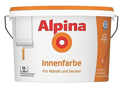 Alpina Innenfarbe, universelle Wandfarbe, 10 Liter, weiß, matt von Alpina