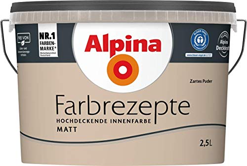 Alpina Wandfarbe, Farbrezepte 2,5 Liter Zartes Puder Matt, hochdeckende Farbe von Alpina