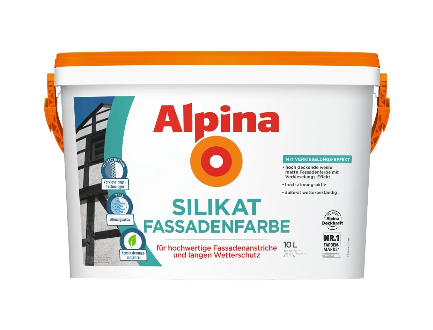 Alpina Fassadenfarbe 10 Liter Silikat Fassadenfarbe Weiß von Alpina
