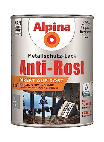 Alpina Metallschutzlack Anti-Rost Hellgrau 2,5 Liter matt von Alpina