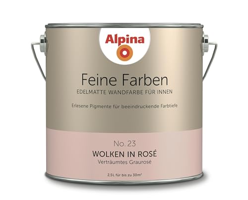 Alpina Feine Farben – No. 23 Wolken in Rosé – edelmatte Innenfarbe - Wandfarben für einzigartige Farbwirkungen und Raumstimmungen – Verträumtes Graurosé – 2,5 Liter von Alpina