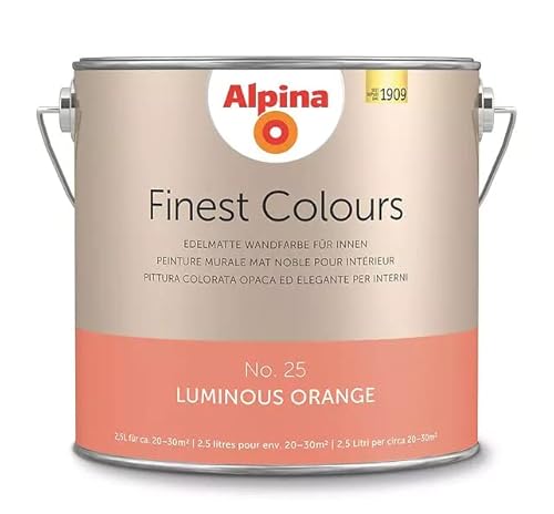 Alpina 2,5 L. Finest Colours, edelmatte Wandfarbe, No. 25 Luminous Orange von Alpina