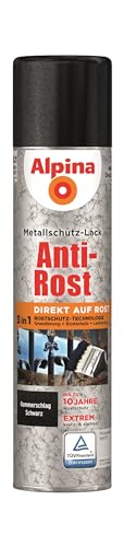 Alpina Metallschutzlack Sprühdose – Matt – Hammerschlag Schwarz – Anti-Rost-Lack für einen Langzeit-Korrosionsschutz – Witterungs- und UV-beständig – 400ml Alpina Metallschutzlack Sprühdose – Matt – Hammerschlag Schwarz – Anti-Rost-Lack für einen Langzeit-Korrosionsschutz – Witterungs- und UV-beständig – 400ml von Alpina