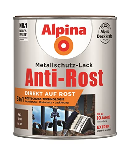 Alpina Metallschutzlack Anti-Rost Braun 750ml matt von Alpina