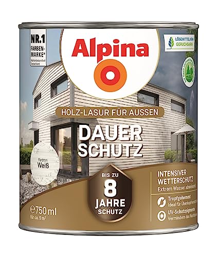 Alpina Dauerschutz Lasur weiß 0,75L Alpina Dauerschutz Lasur weiß 0,75L von Alpina