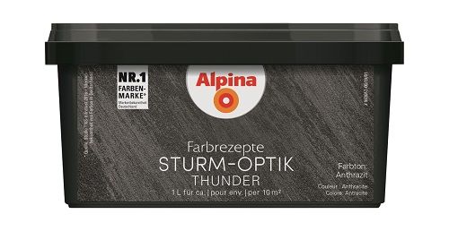 Alpina Effektfarbe Farbrezepte STURM-OPTIK anthrazit 1 L von Alpina