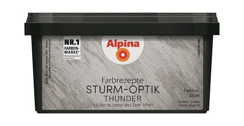 Alpina Effektfarbe Farbrezepte STURM-OPTIK silber 1 L von Alpina