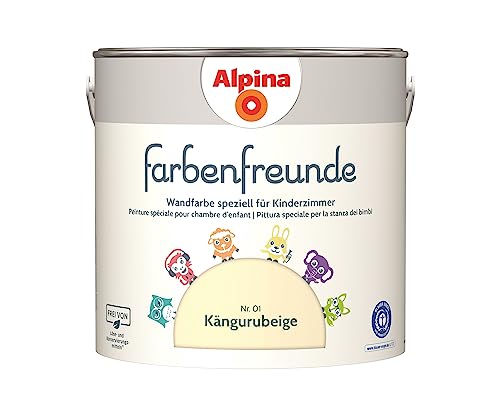 Alpina Farbenfreunde – Nr. 01 Kängurubeige – Wandfarben speziell für Kinderzimmer – frei von konservierungs- und lösemittelfrei – für ein gesundes und behagliches Raumklima – 2,5L von Alpina