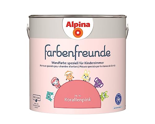 Alpina Farbenfreunde – Nr. 16 Korallenpink – Wandfarben speziell für Kinderzimmer – frei von konservierungs- und lösemittelfrei – für ein gesundes und behagliches Raumklima – 2,5L von Alpina