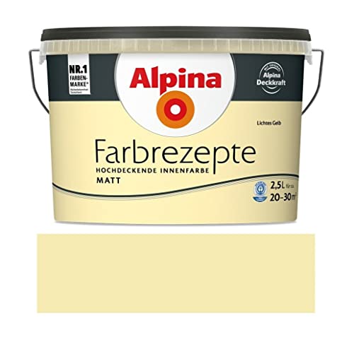 Alpina Farbrezepte Innenfarbe – Lichtes Gelb matt – Wandfarben für einzigartige Farbwirkungen und Raumstimmungen – atmungsaktiv, tropfgehemmt und strapazierfähig – 2,5L von Alpina
