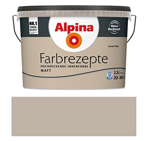 Alpina Farbrezepte Innenfarbe Zartes Puder 2,5 L, Dezentes Taupe, matte Wandfarbe von Alpina