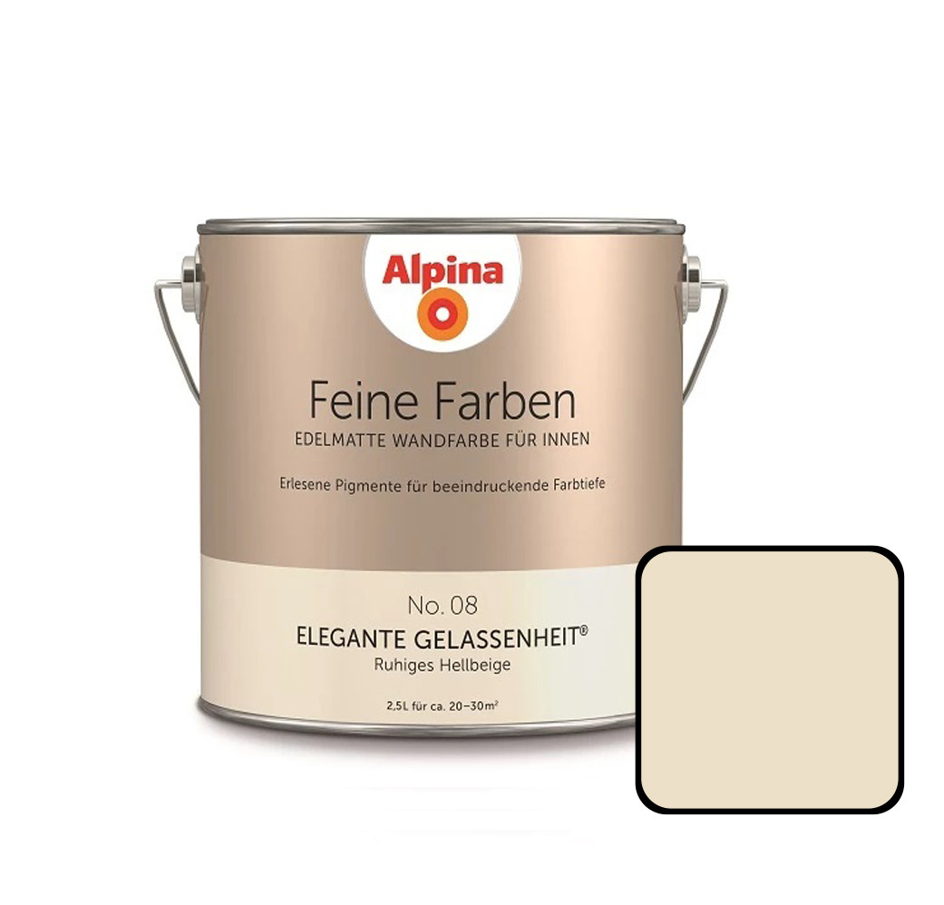 Alpina Feine Farben No. 08 Elegante Gelassenheit 2,5 L ruhiges hellbeige edelmatt von Alpina