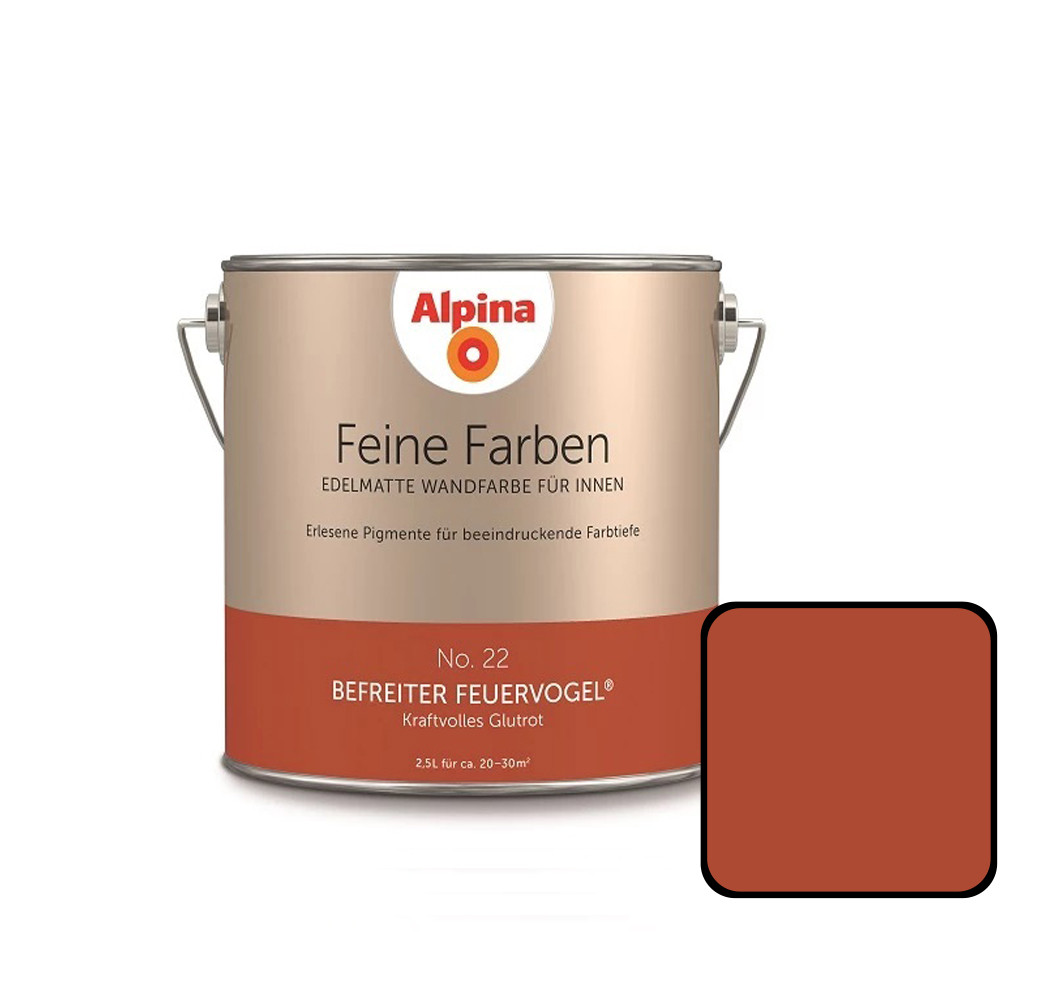 Alpina Feine Farben No. 22 Befreiter Feuervogel 2,5 L kraftvolles glutrot edelmatt von Alpina