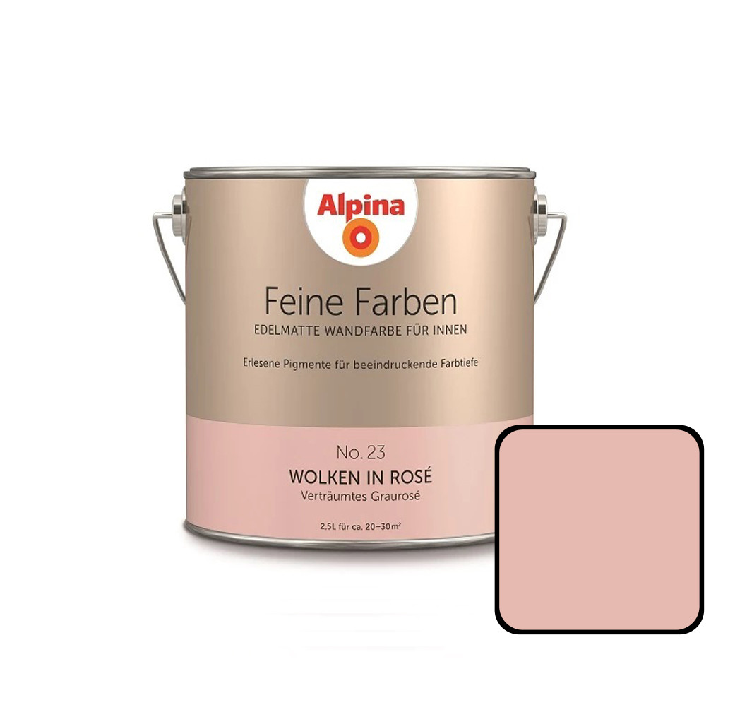 Alpina Feine Farben No. 23 Wolken in Rosê 2,5 L verträumtes graurosé edelmatt von Alpina