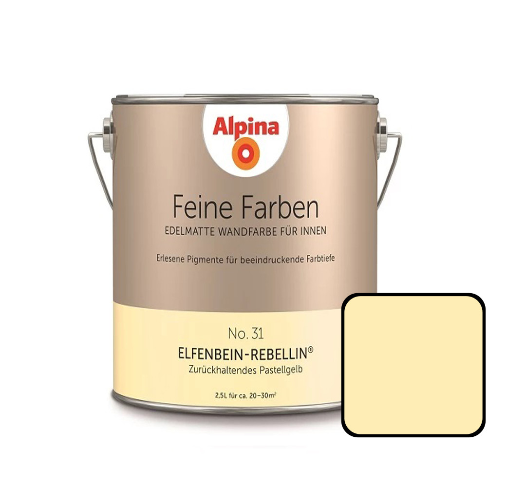 Alpina Feine Farben No. 31 Elfenbein-Rebellin 2,5 L zurückhaltendes pastellgelb edelmatt von Alpina