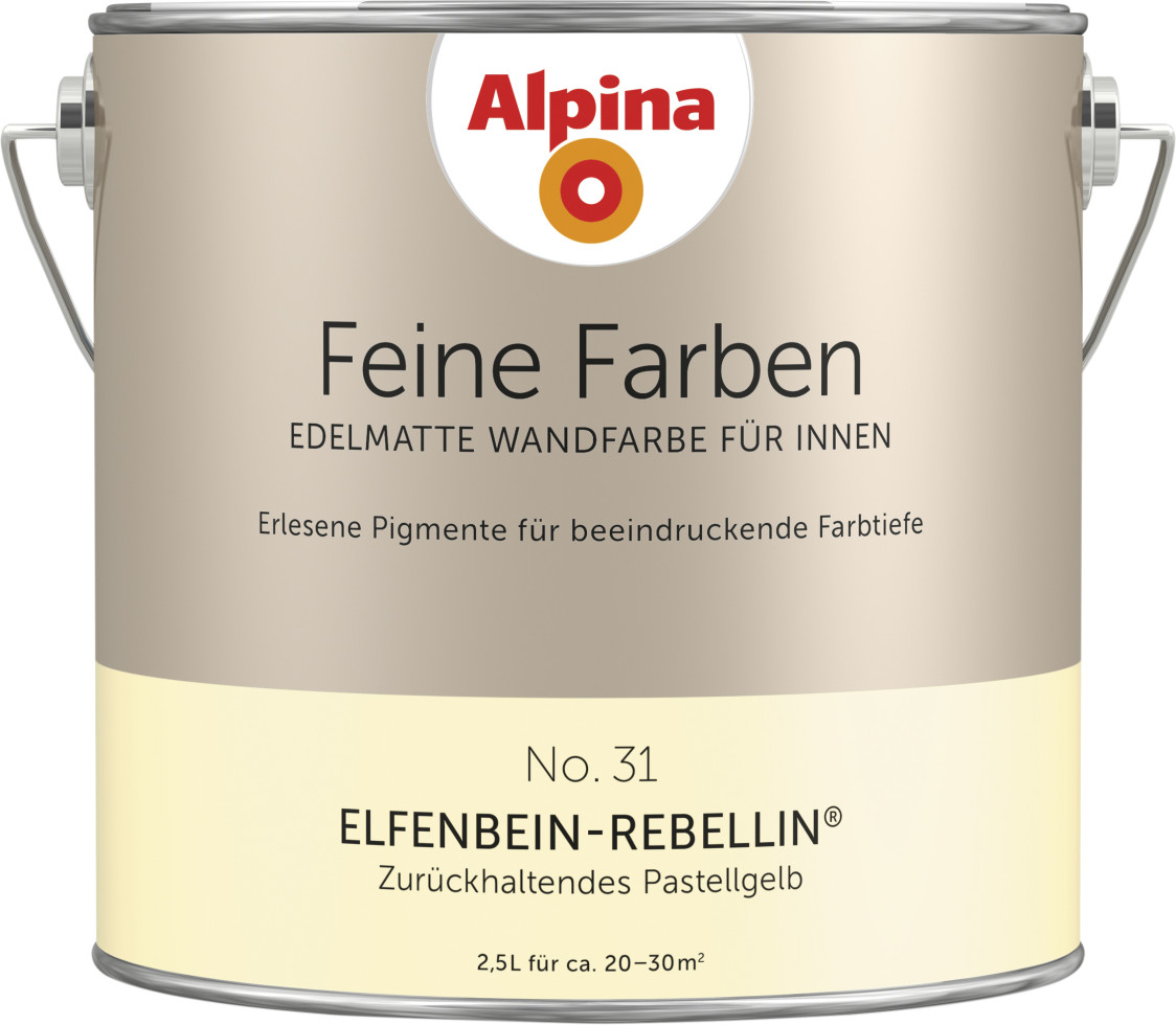 Alpina Feine Farben No. 31 Elfenbein-Rebellin 2,5 L zurückhaltendes pastellgelb edelmatt von Alpina
