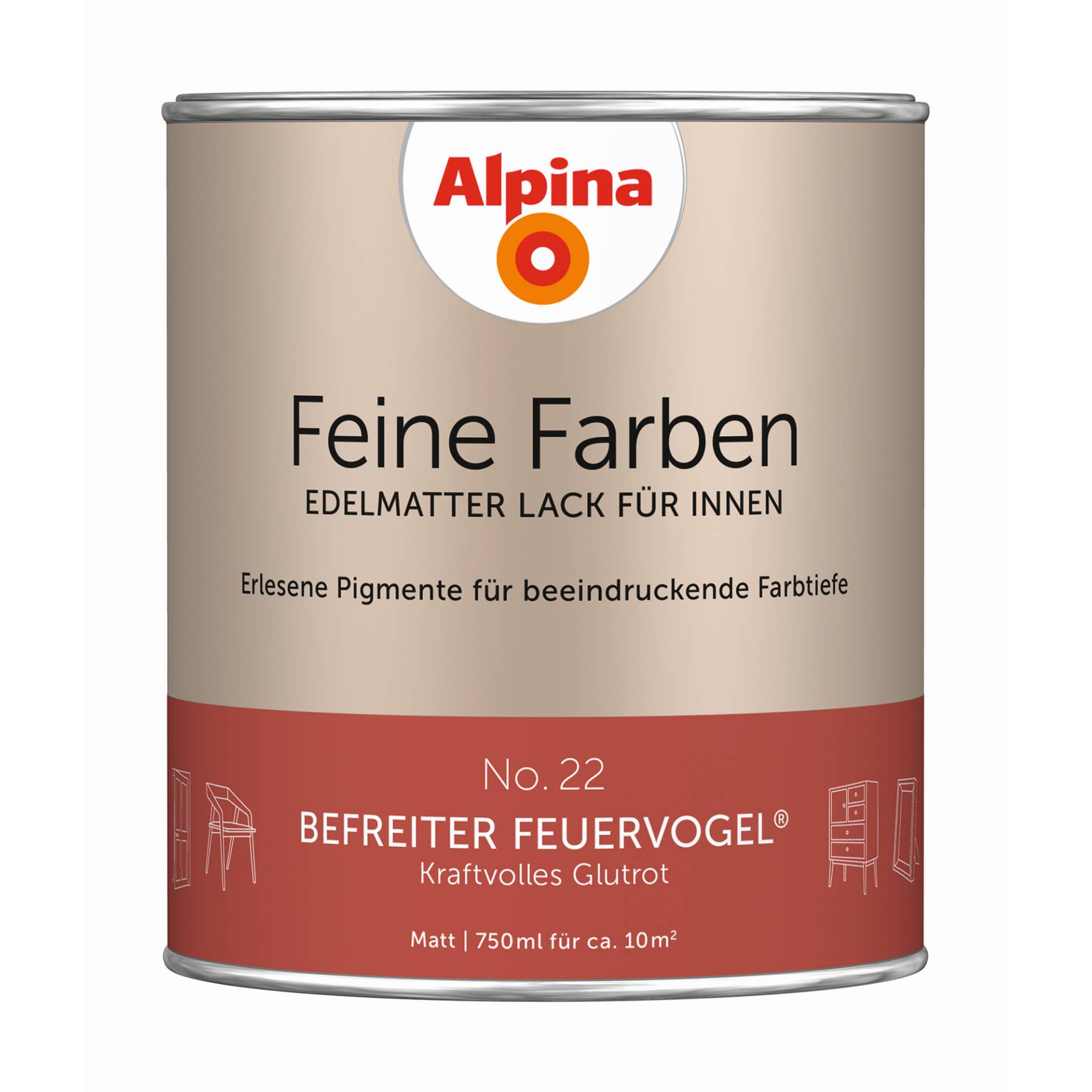 Alpina Feine Farben 'Befreiter Feuervogel' rostrot matt 750 ml von Alpina