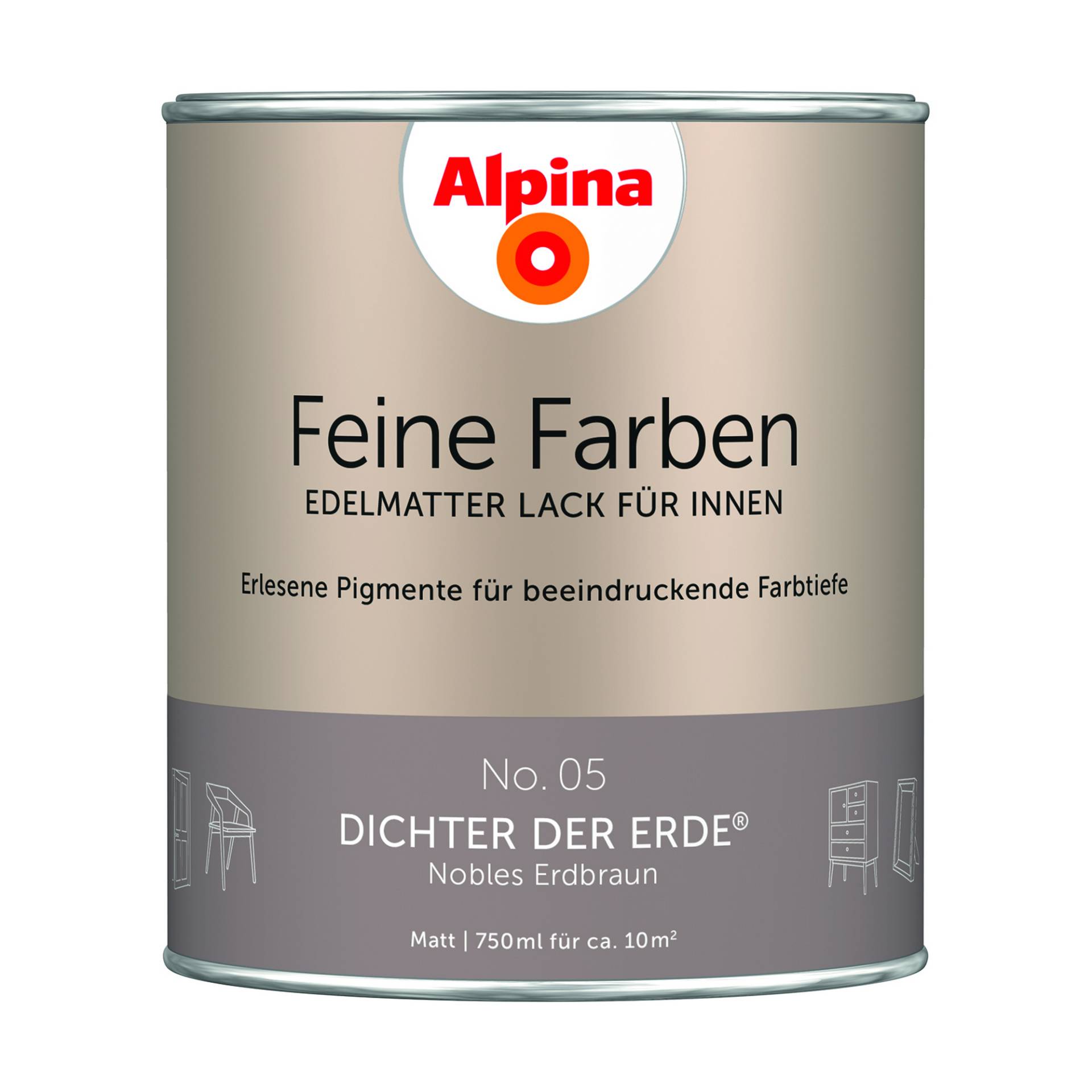 Alpina Feine Farben 'Dichter der Erde' erdbraun matt 750 ml von Alpina