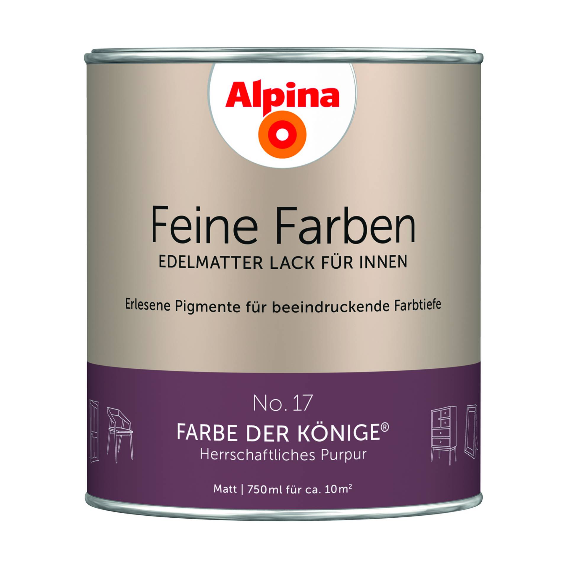 Alpina Feine Farben 'Farbe der Könige' purpurrot matt 750 ml von Alpina