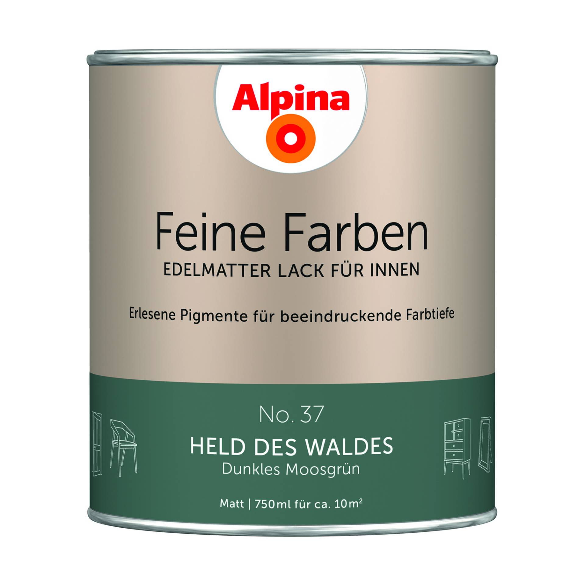 Alpina Feine Farben 'Held des Waldes' moosgrün matt 750 ml von Alpina
