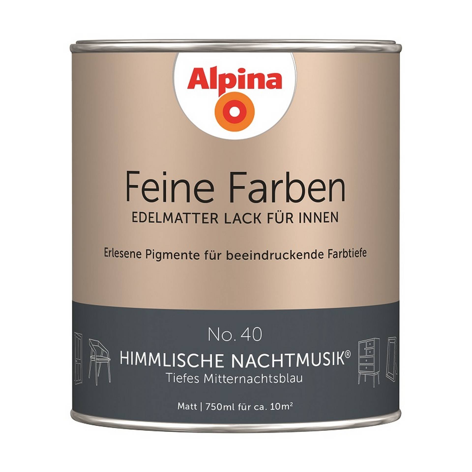 Alpina Feine Farben 'Himmlische Nachtmusik' mitternachtsblau matt 750 ml von Alpina