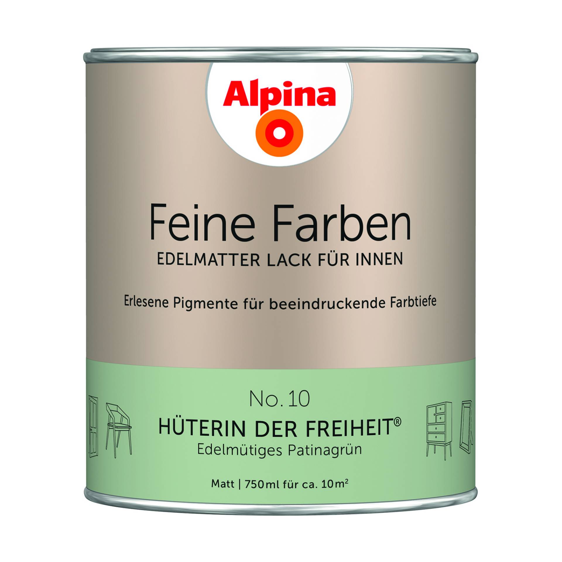 Alpina Feine Farben 'Hüterin der Freiheit' patinagrün matt 750 ml von Alpina