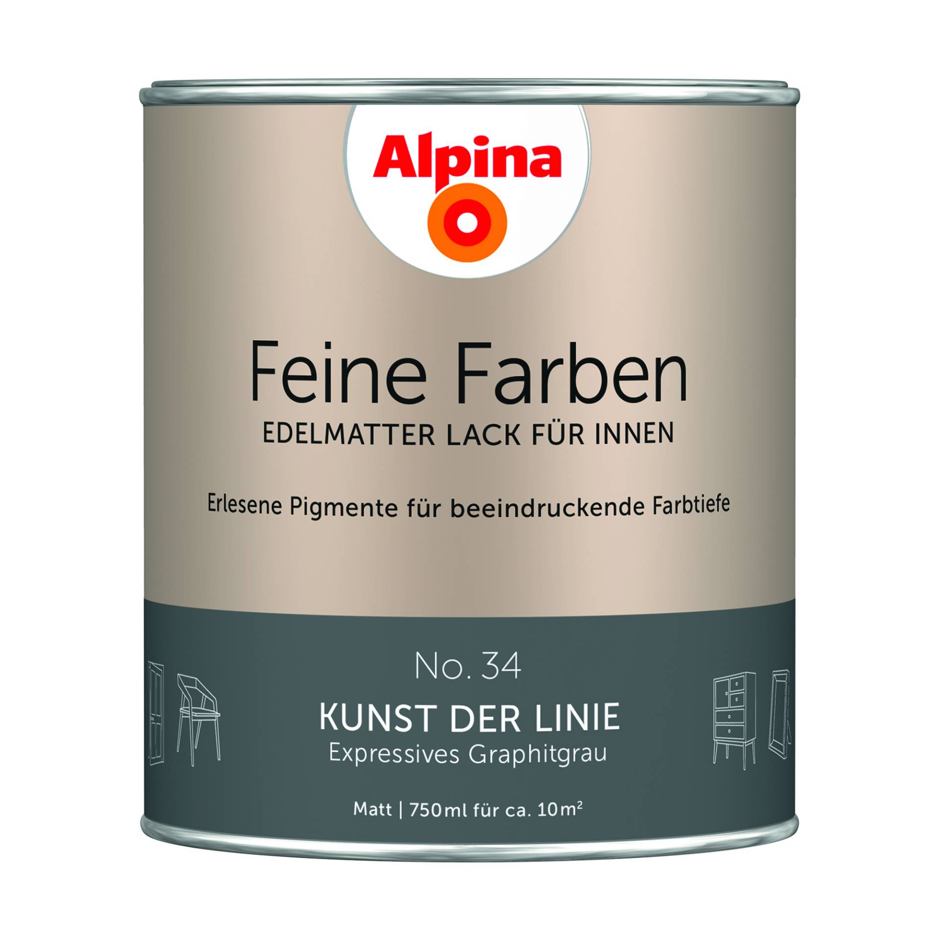 Alpina Feine Farben 'Kunst der Linie' graphitfarben matt 750 ml von Alpina