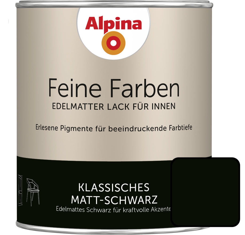 Alpina Feine Farben Lack Klassisches Matt-Schwarz 750ml von Alpina