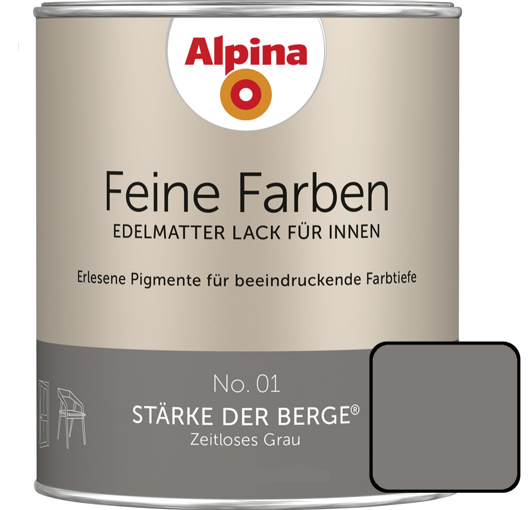 Alpina Feine Farben Lack No. 01 Stärke der Berge  grau edelmatt 750 ml von Alpina