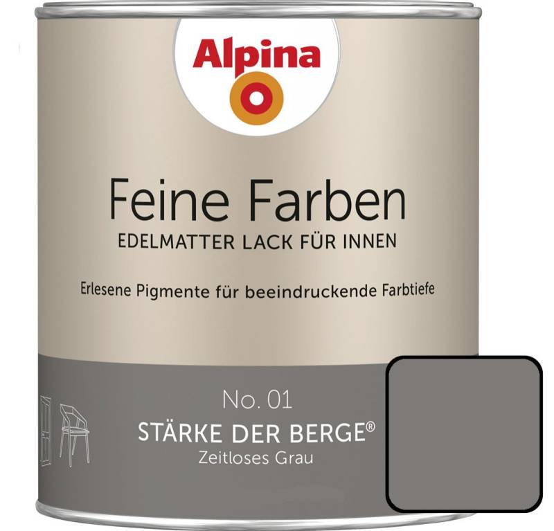 Alpina Feine Farben Lack No. 01 Stärke der Berge  grau edelmatt 750 ml von Alpina
