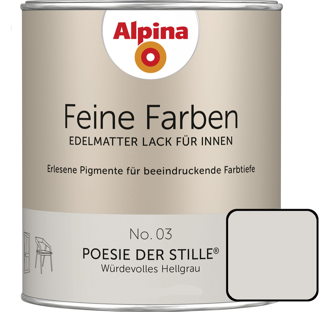 Alpina Feine Farben Lack No. 03 Poesie der Stille  hellgrau edelmatt 750 ml von Alpina