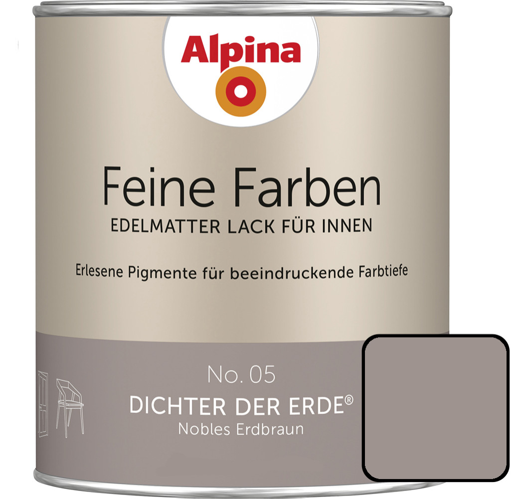 Alpina Feine Farben Lack No. 05 Dichter der Erde  erdbraun edelmatt 750 ml von Alpina
