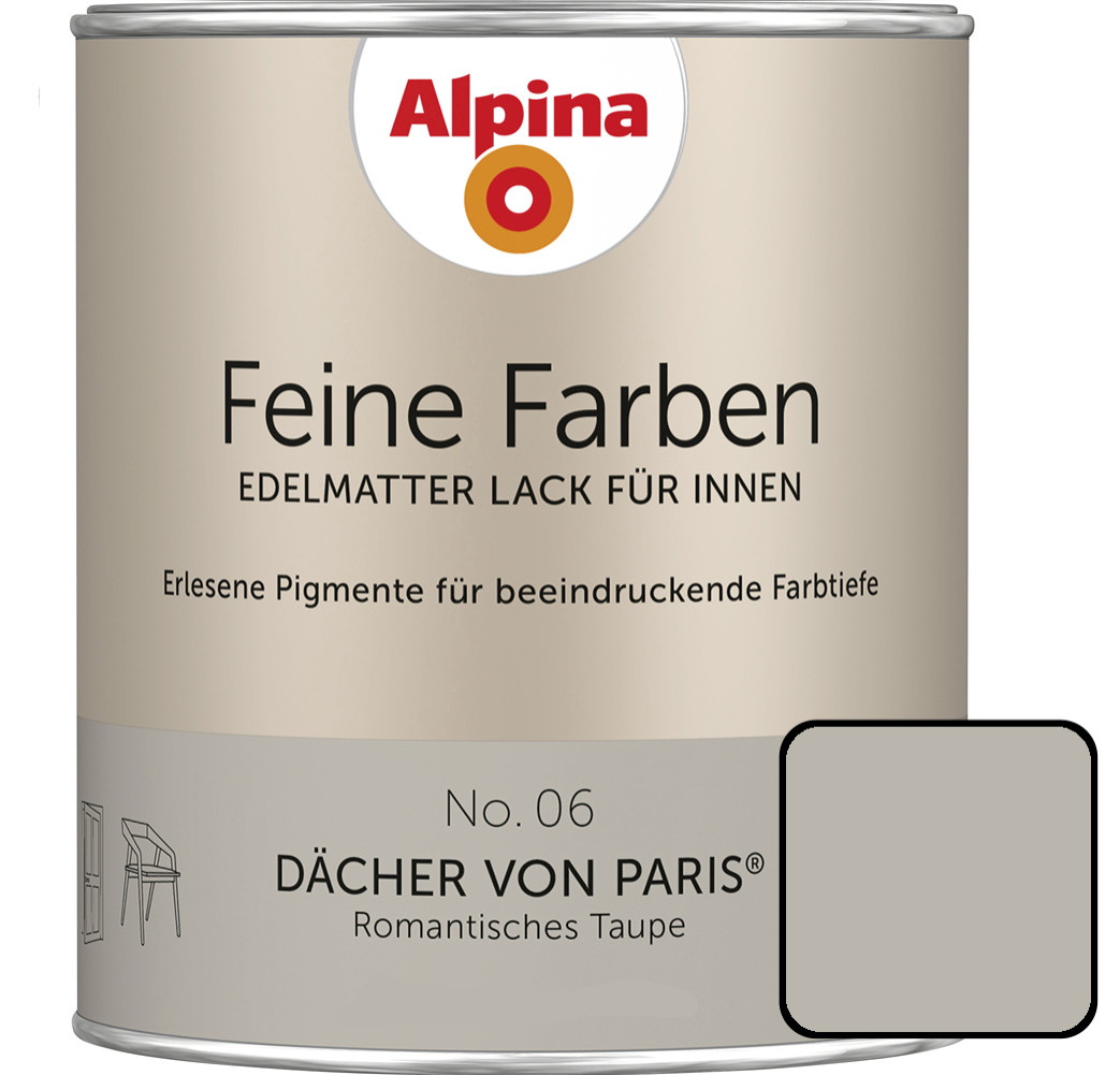Alpina Feine Farben Lack No. 06 Dächer von Paris  taupe edelmatt 750 ml von Alpina
