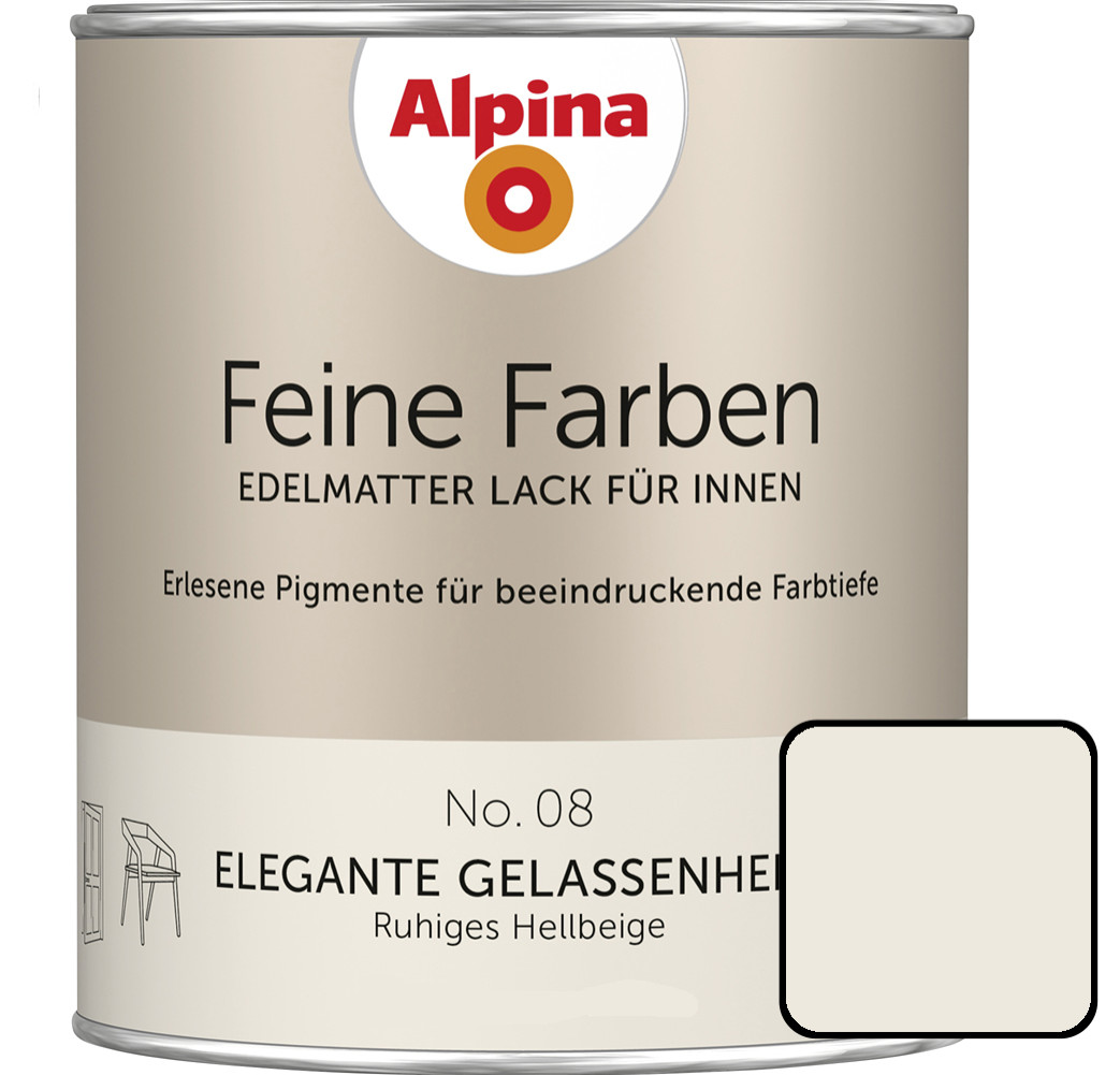 Alpina Feine Farben Lack No. 08 Elegante Gelassenheit  hellbeige edelmatt 750 ml von Alpina