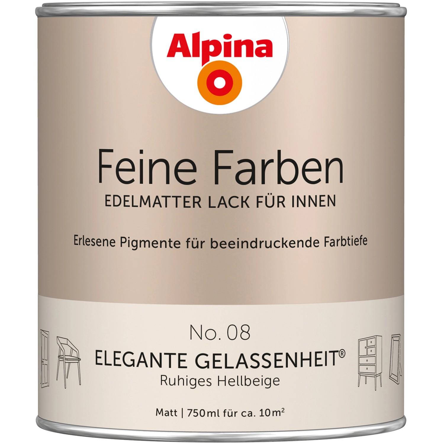 Alpina Feine Farben Lack No. 08  Elegante Gelassenheit® edelmatt 750 ml von Alpina