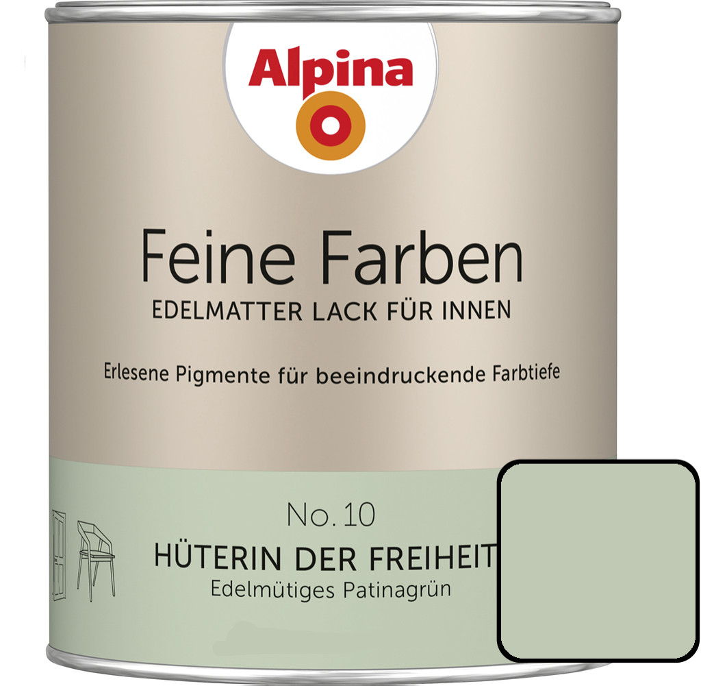 Alpina Feine Farben Lack No. 10 Hüterin der Freiheit  patinagrün edelmatt 750 ml von Alpina