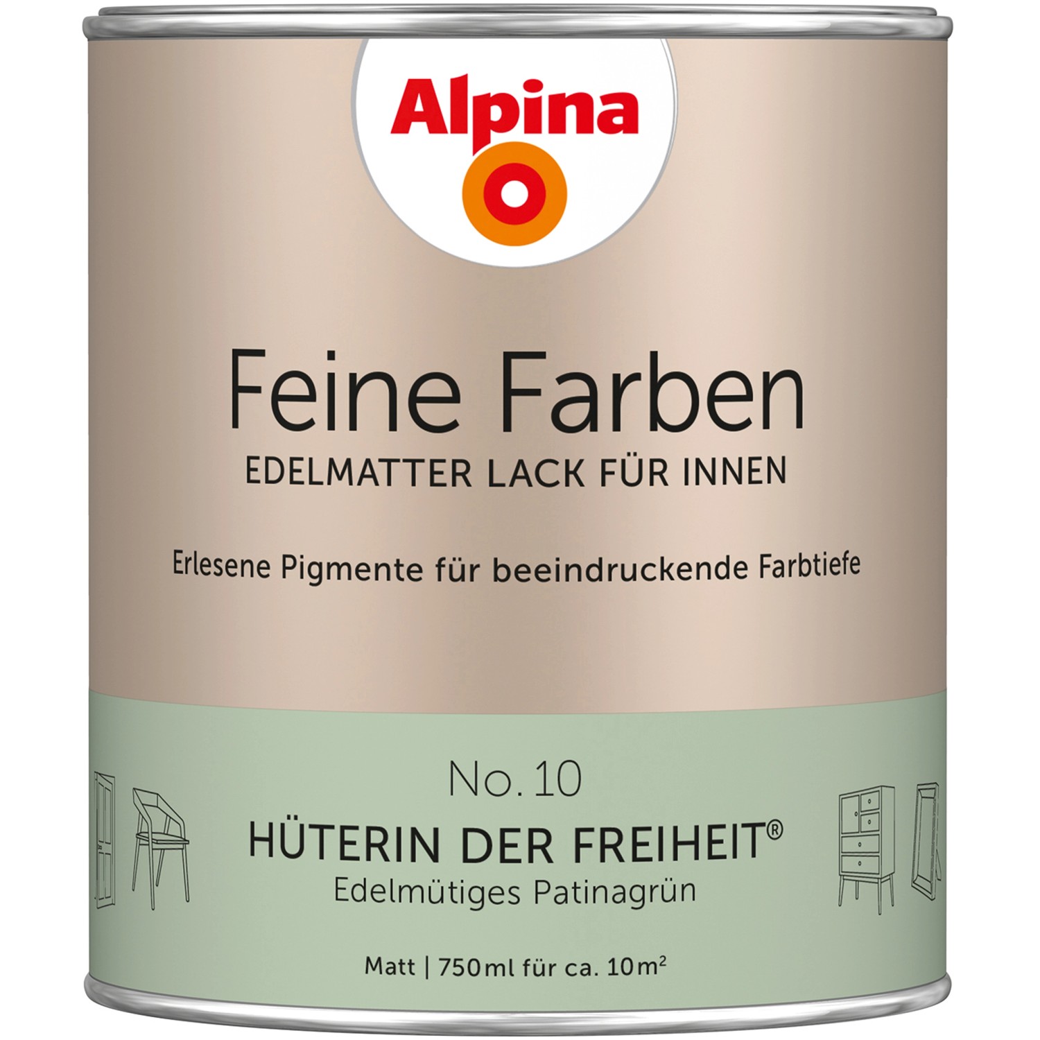 Alpina Feine Farben Lack No. 10  Hüterin der Freiheit® Grün edelmatt 750 ml von Alpina