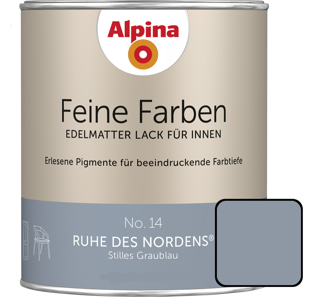 Alpina Feine Farben Lack No. 14 Ruhe des Nordens  graublau edelmatt 750 ml von Alpina