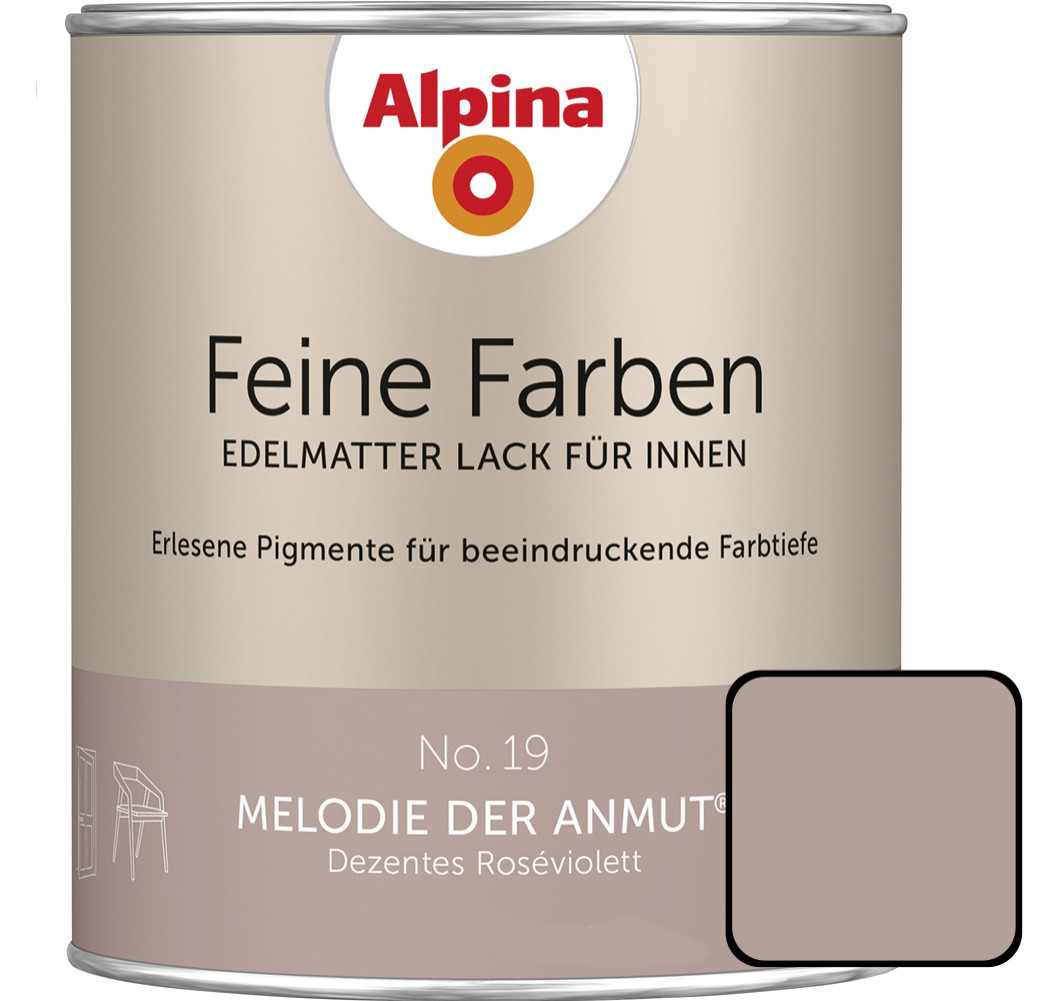 Alpina Feine Farben Lack No. 19 Melodie der Anmut  roséviolett edelmatt 750 ml von Alpina