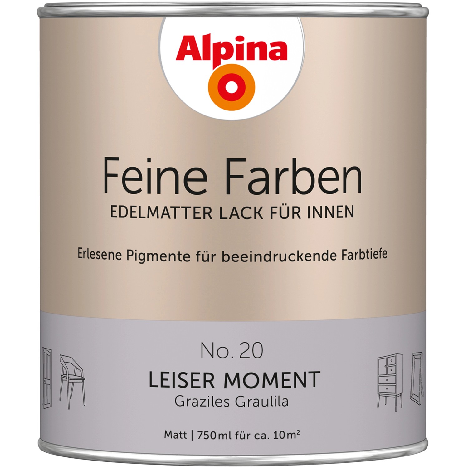 Alpina Feine Farben Lack No. 20  Leiser Moment® Grau-Lila edelmatt 750 ml von Alpina