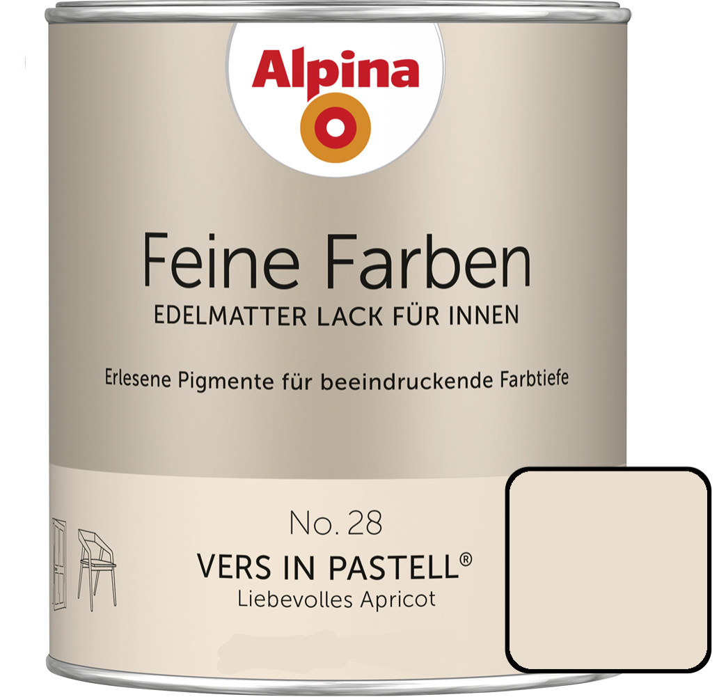 Alpina Feine Farben Lack No. 28 Vers in Pastell  apricot edelmatt 750 ml von Alpina